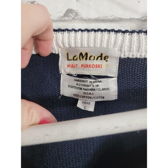 La Mode V-Neck Sweater Indian Springs Country Club Marlton NJ Red Blue Large - Picture 3 of 10